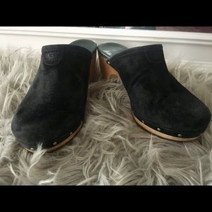 UGG Suede Clogs with Wooden Heel